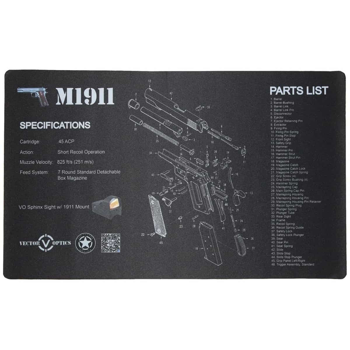 1911 Gun Cleaning Bench Mat
