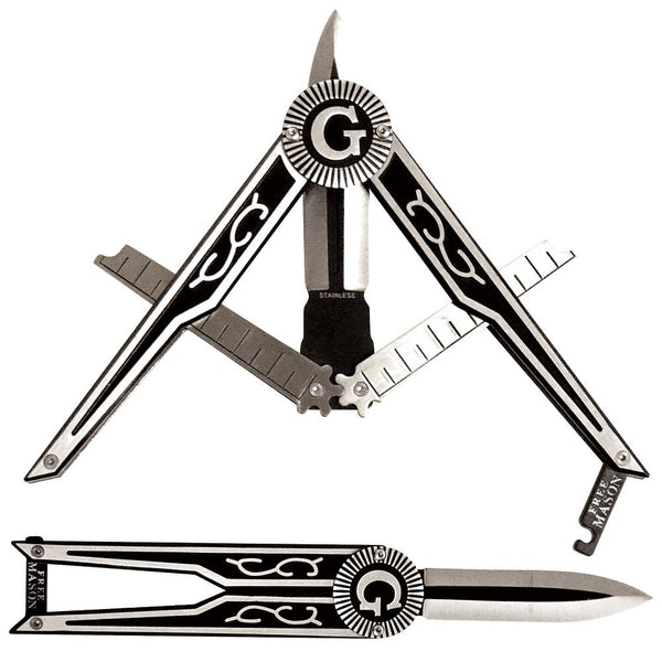 Masonic Free Mason Square & Compass Symbolic Display Knife
