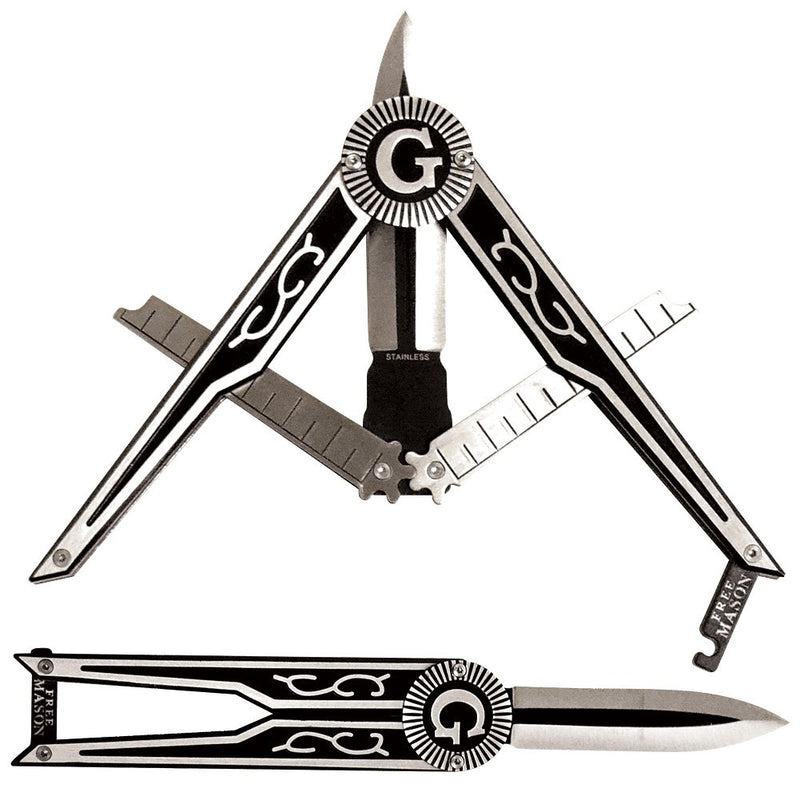 Masonic Free Mason Square & Compass Symbolic Display Knife